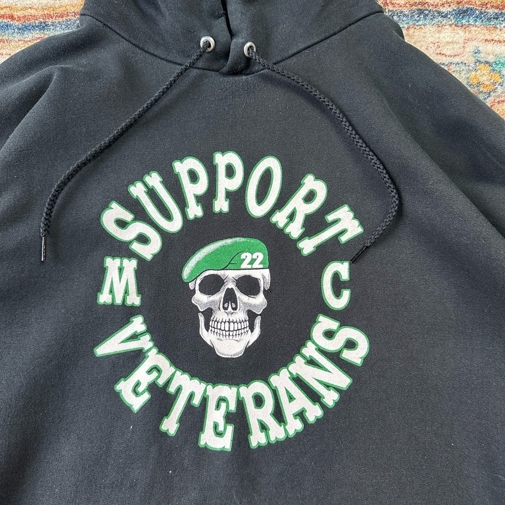 Vintage Support Veterans Hoodie Large - Picture 4 of 6